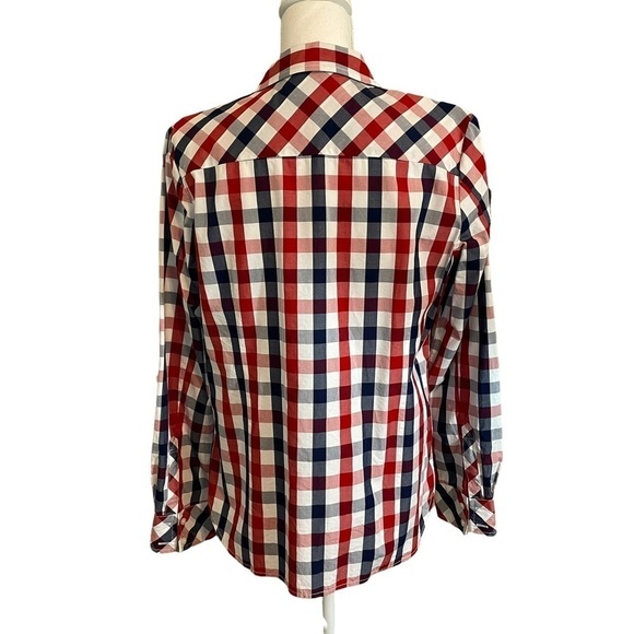 Tommy Hilfiger Red White Blue Roll Tab Check Poplin Button Down Shirt Top  Med. - Picture 9 of 16